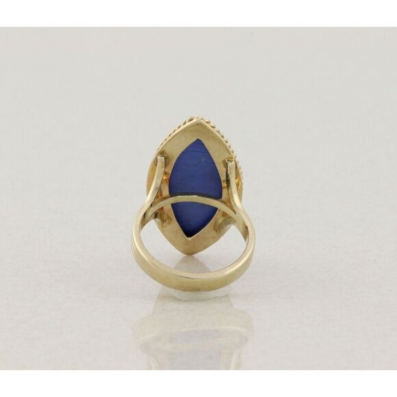 14k Yellow Gold Blue Wedgewood Cameo Ring Vintage Size 7 - Picture 7 of 7